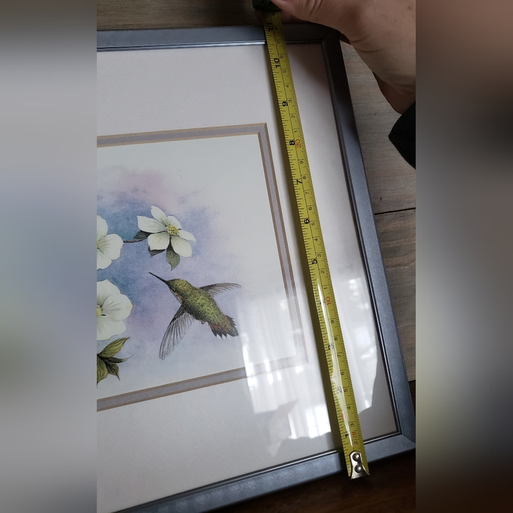Sue Coleman Dogwood and Hummingbird Art Print. Framed and Matted - Picture 3 of 8